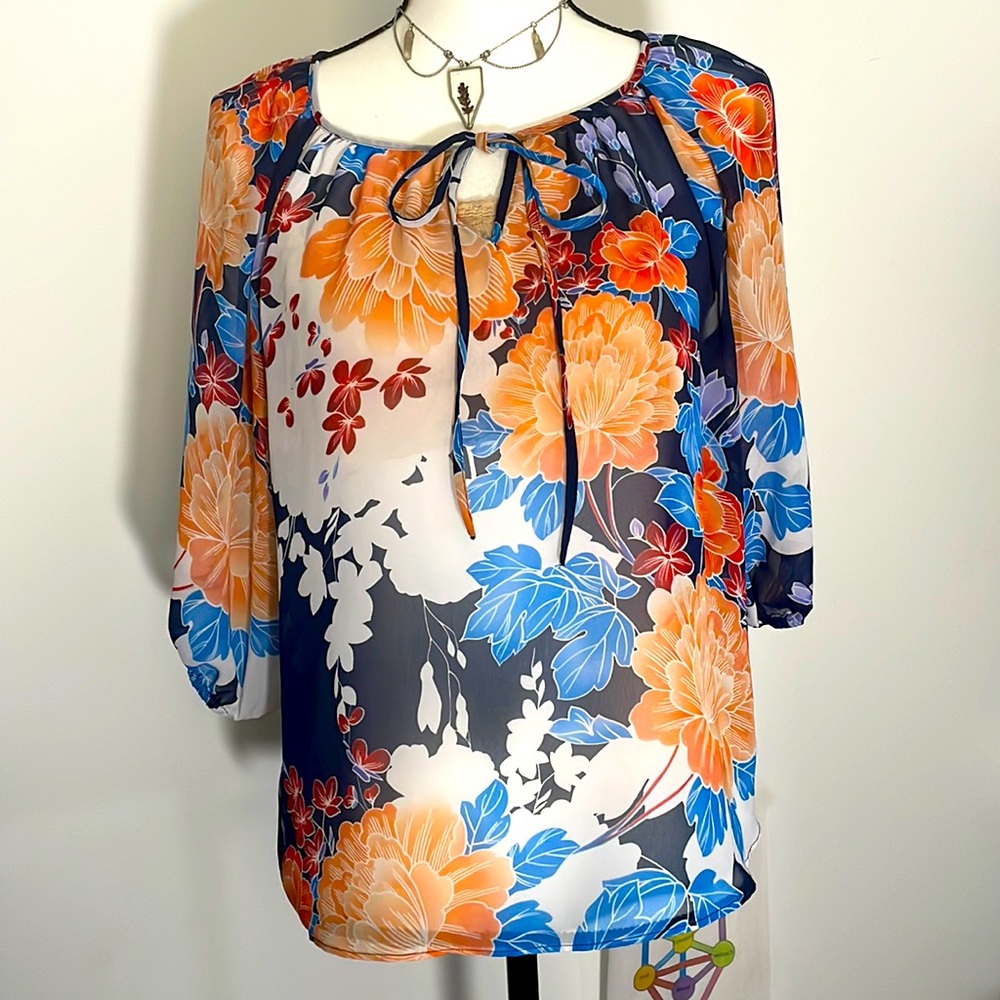 Sheer Floral Burst Shirt